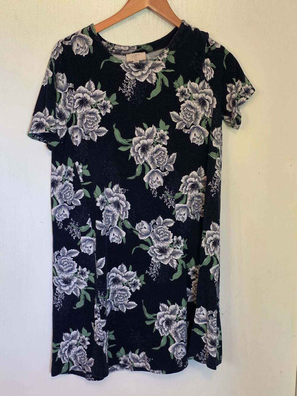 LOFT Outlet Petite Floral Print Short Sleeve T-Shirt Dress